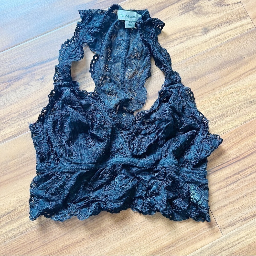 Francescas Black Lace Racerback Bralette